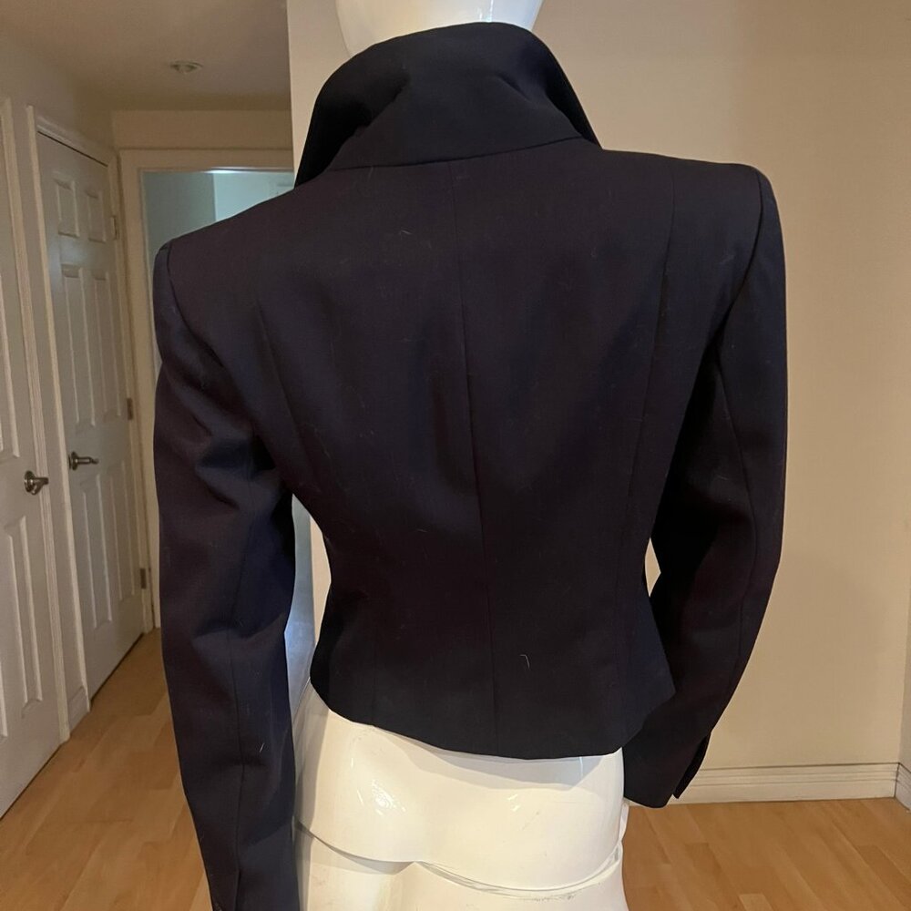 VINTAGE 90'S NORMA KAMALI DOUBLE BREASTED CROP BLAZER W/ PANTS SUIT SZ 4 US - Picture 3 of 7